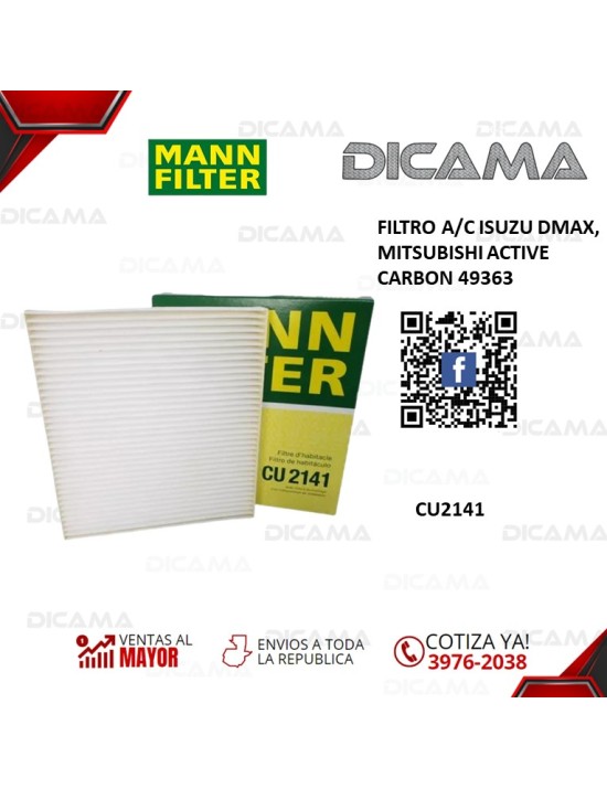 FILTRO A/C ISUZU DMAX, MITSUBISHI ACTIVE CARBON 49363