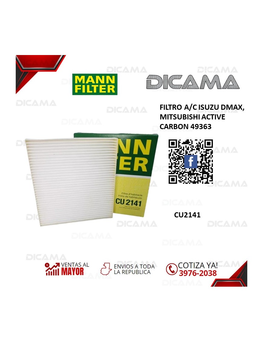 FILTRO A/C ISUZU DMAX, MITSUBISHI ACTIVE CARBON 49363