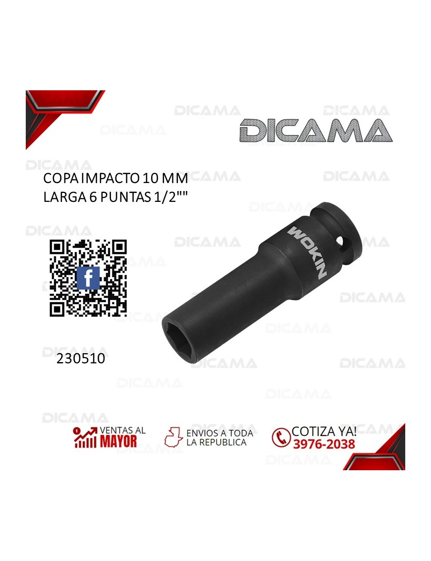 COPA RAIZ 1/2" 10MM IMPACTO LARGA 6 PUNTAS