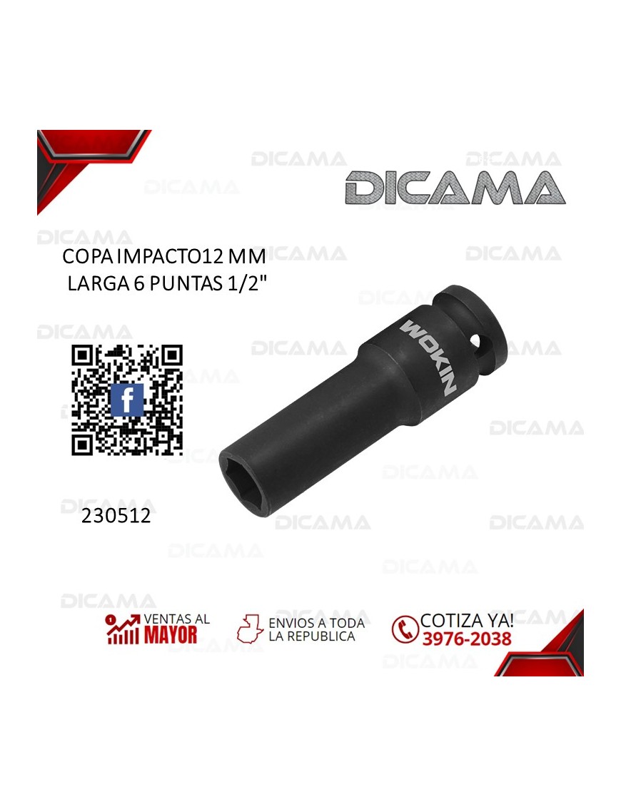 COPA RAIZ 1/2" 12MM IMPACTO LARGA 6 PUNTAS