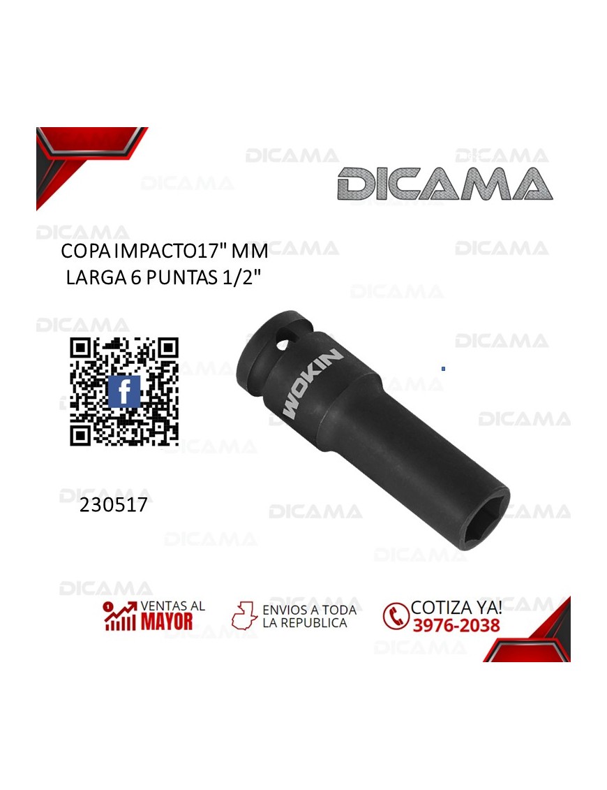 COPA RAIZ 1/2" 17MM IMPACTO LARGA 6 PUNTAS