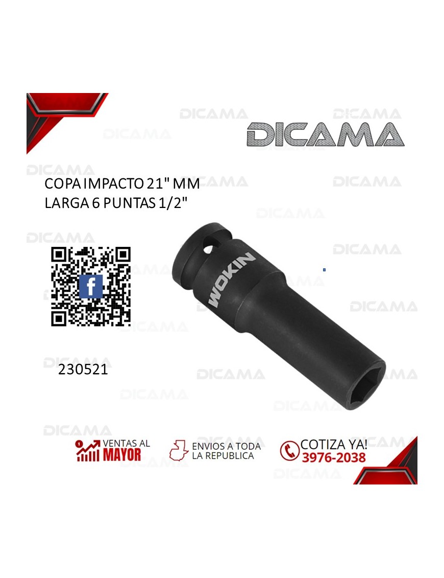 COPA RAIZ 1/2" 21MM IMPACTO LARGA 6 PUNTAS
