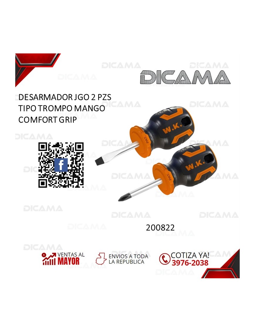 DESARMADOR JGO 2 PZS TIPO TROMPO MANGO COMFORT GRIP