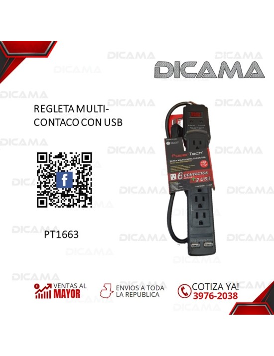 REGLETA 6 ENTRADAS CON USB 6