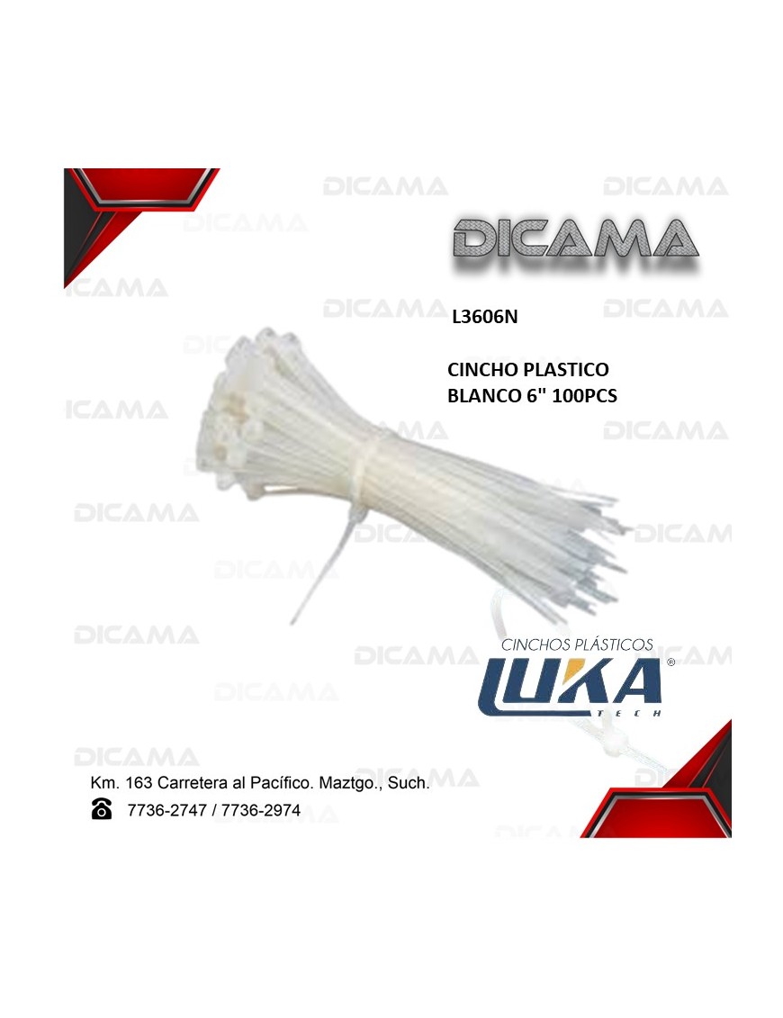 CINCHO PLASTICO BLANCO 6" 100PCS