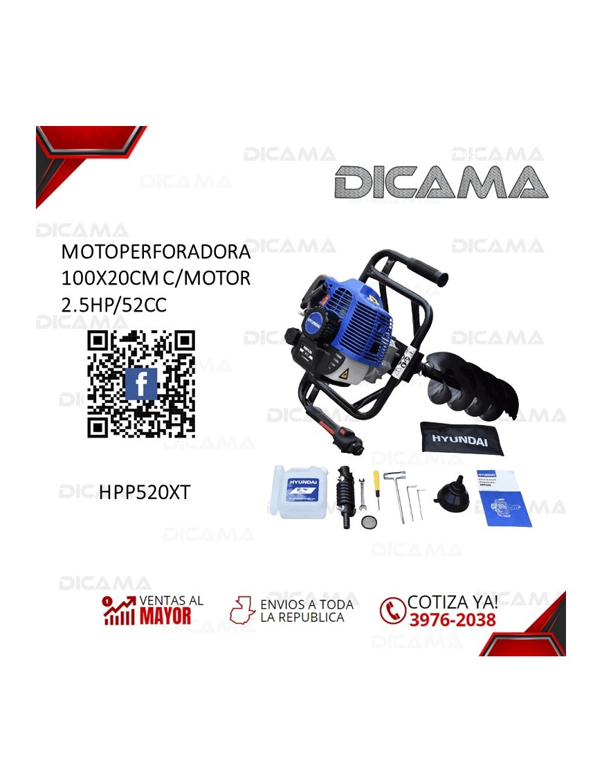 MOTOPERFORADORA 100X20CM C/MOTOR 2.5HP/52CC