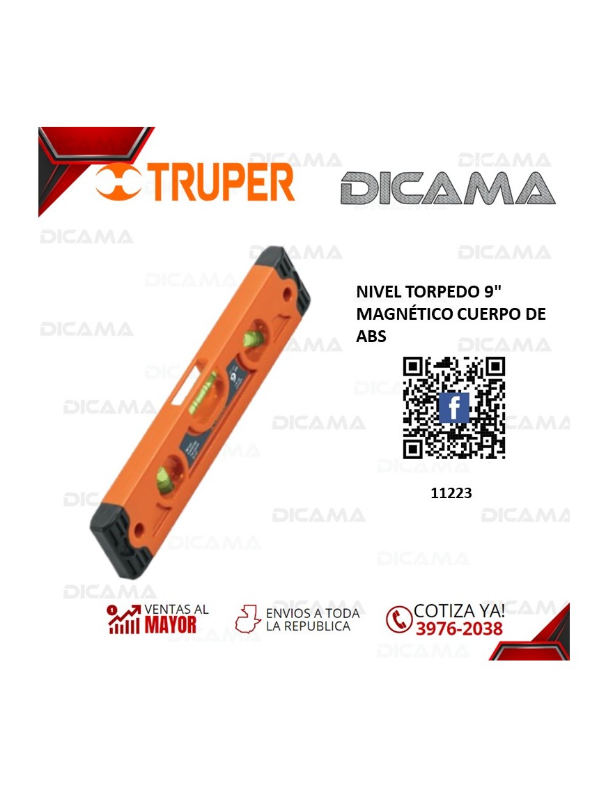 NIVEL TORPEDO 9" MAGNÉTICO CUERPO DE ABS