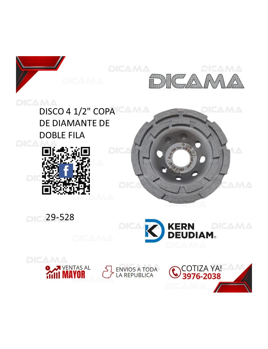 DISCO 4 1/2" COPA DE DIAMANTE DE DOBLE FILA