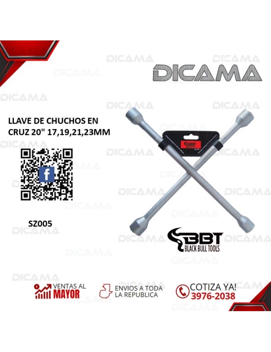 LLAVE DE CHUCHOS DE CRUZ 20" 17,19,21,23MM