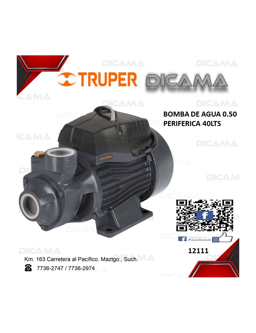 BOMBA DE AGUA 0.50 HP PERIFERICA 40LTS