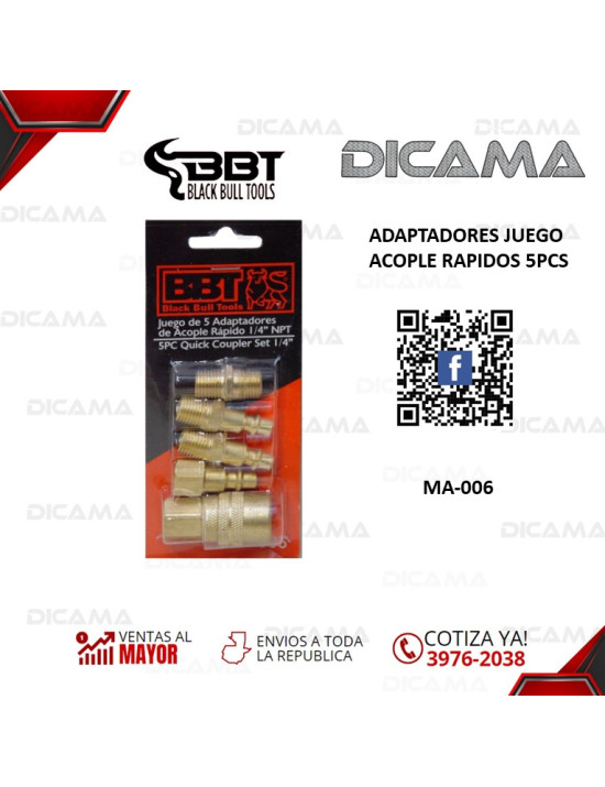 ADAPTADORES JUEGO ACOPLE RAPIDOS 5PCS