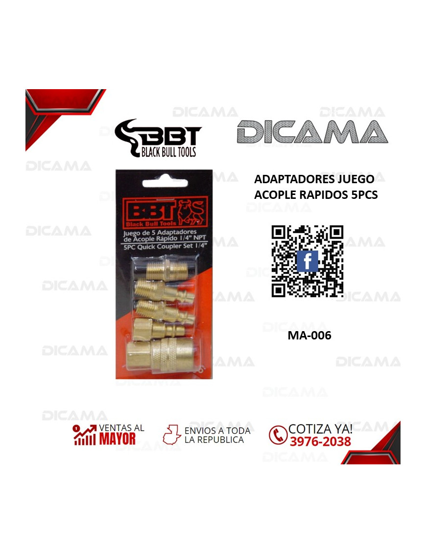 ADAPTADORES JUEGO ACOPLE RAPIDOS 5PCS