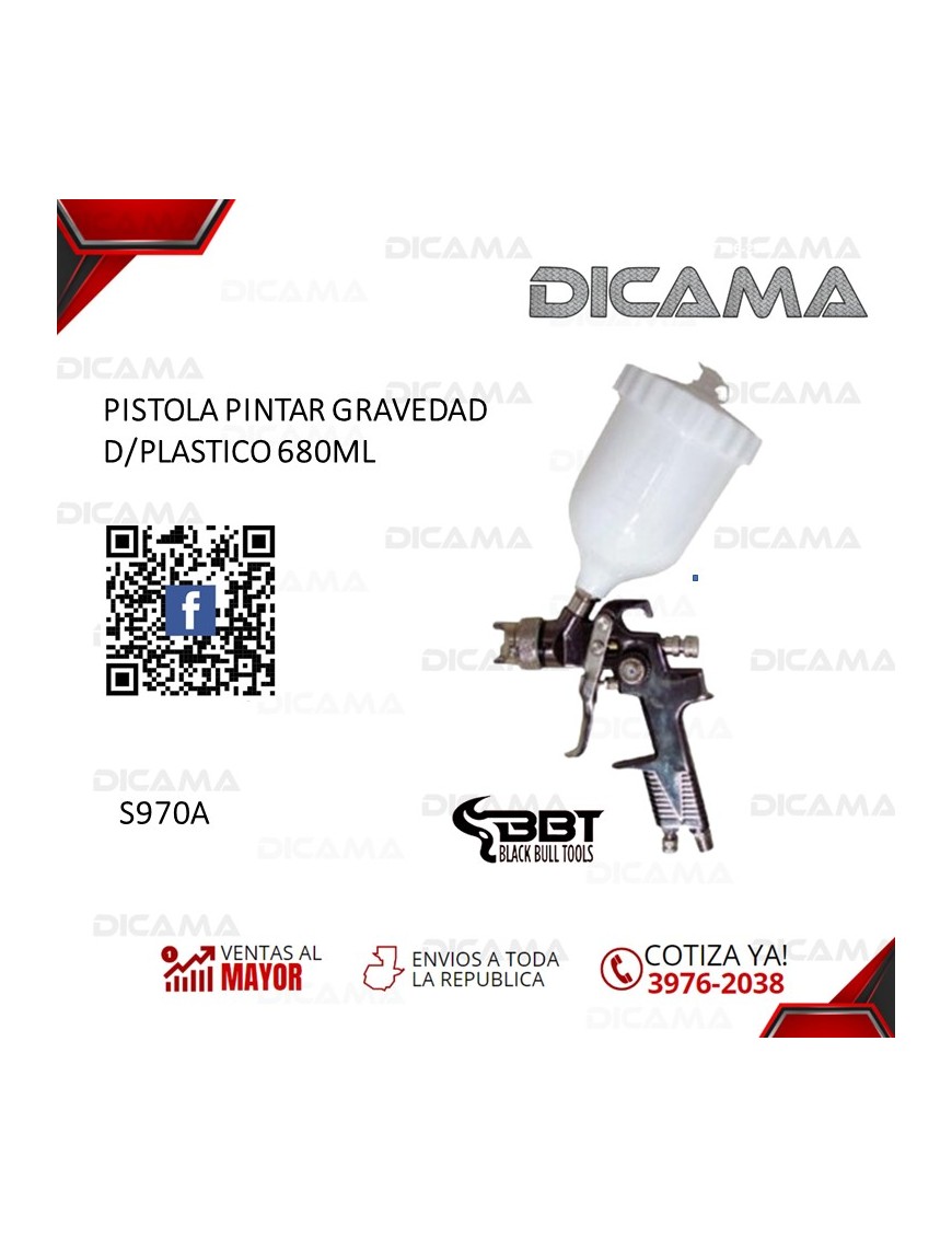 PISTOLA PINTAR GRAVEDAD D/PLASTICO 680ML HVLP