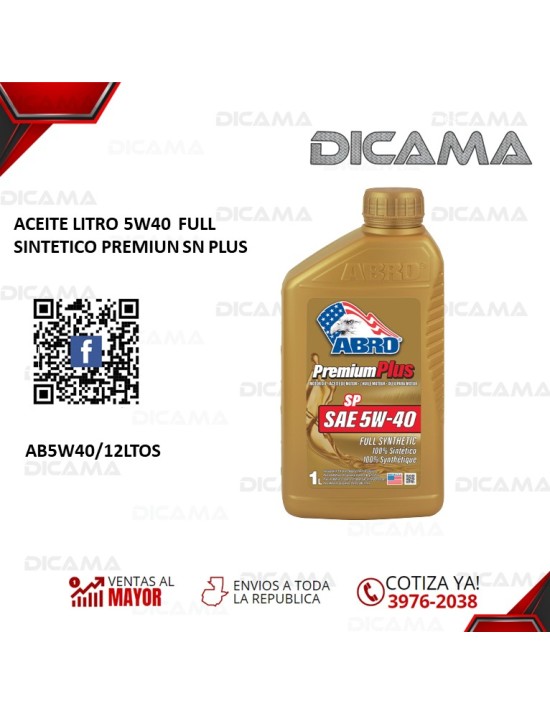 ACEITE LITRO 5W40  FULL SINTETICO PREMIUN SN PLUS