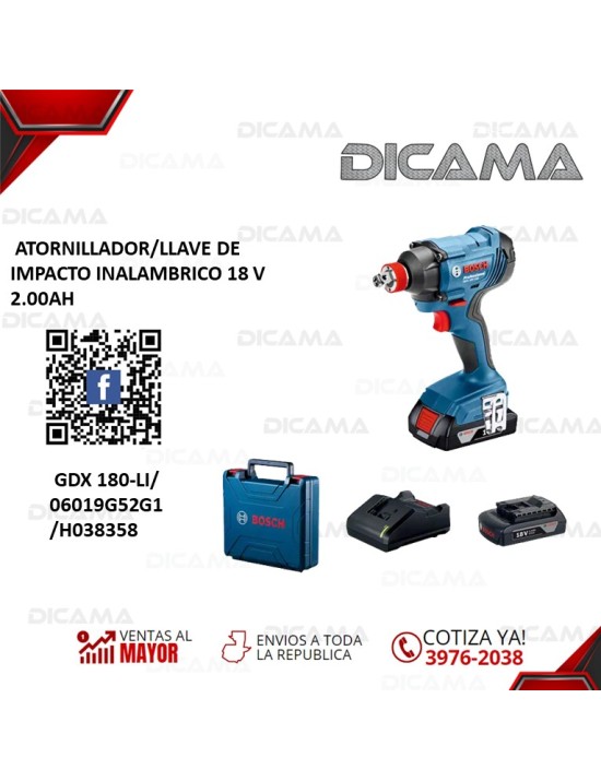 ATORNILLADOR 1/2" CON PERCUSION INALAMBRICO 18 V 2.00AH