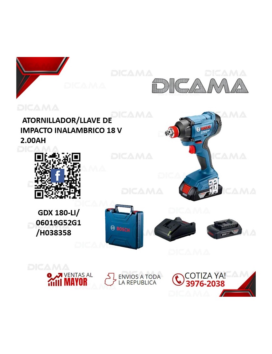 ATORNILLADOR 1/2" CON PERCUSION INALAMBRICO 18 V 2.00AH