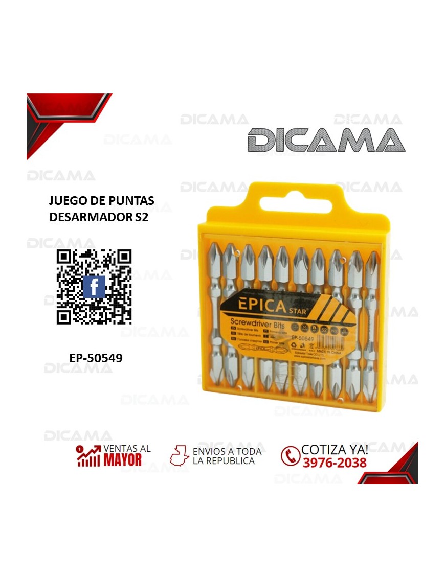 JUEGO DE PUNTAS 10 PZS DESARMADOR S2