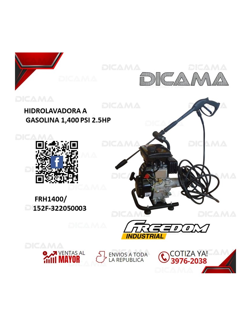 HIDROLAVADORA GASOLINA 1400 PSI 2.5HP
