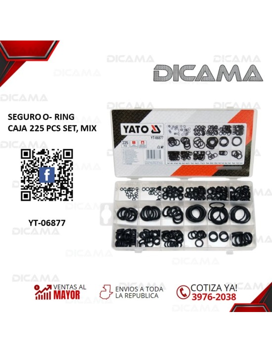 SEGURO O- RING CAJA 225 PCS SET, MIX