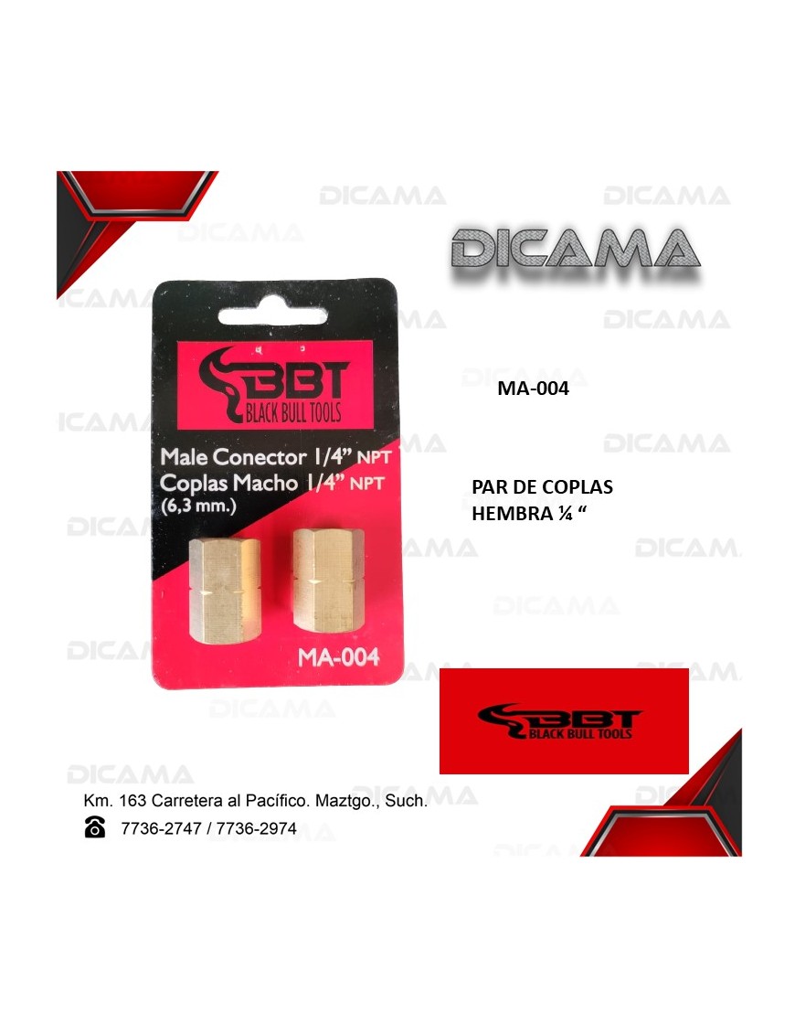 PAR DE COPLAS HEMBRA 1/4"