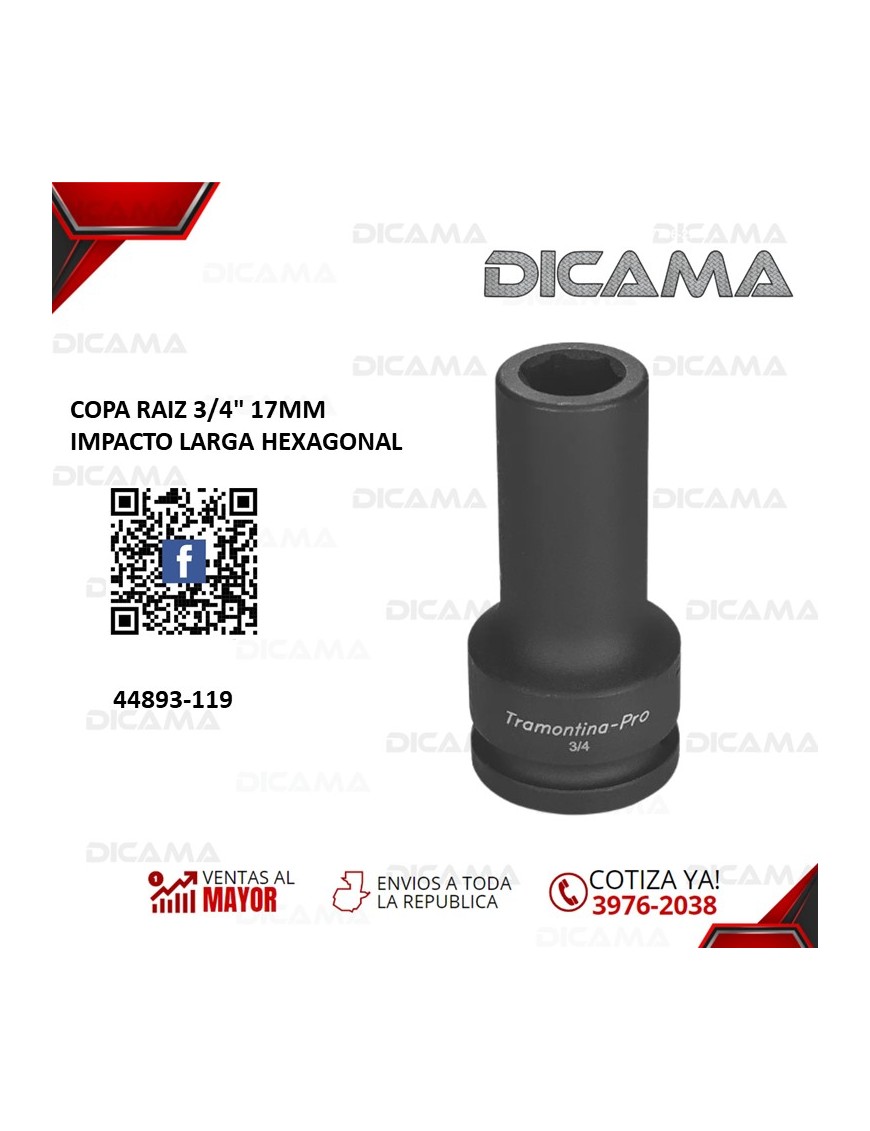 COPA RAIZ 3/4" 19MM IMPACTO LARGA HEXAGONAL