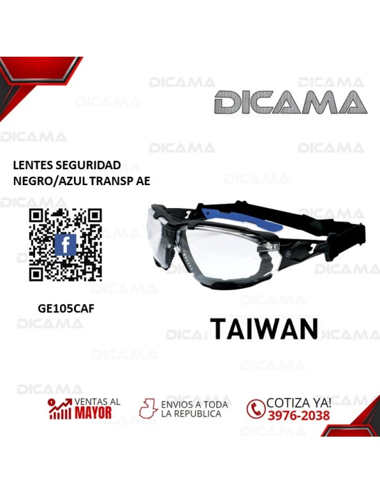 LENTES DE SEGURIDAD NEGRO/AZUL TRANSPARENTES