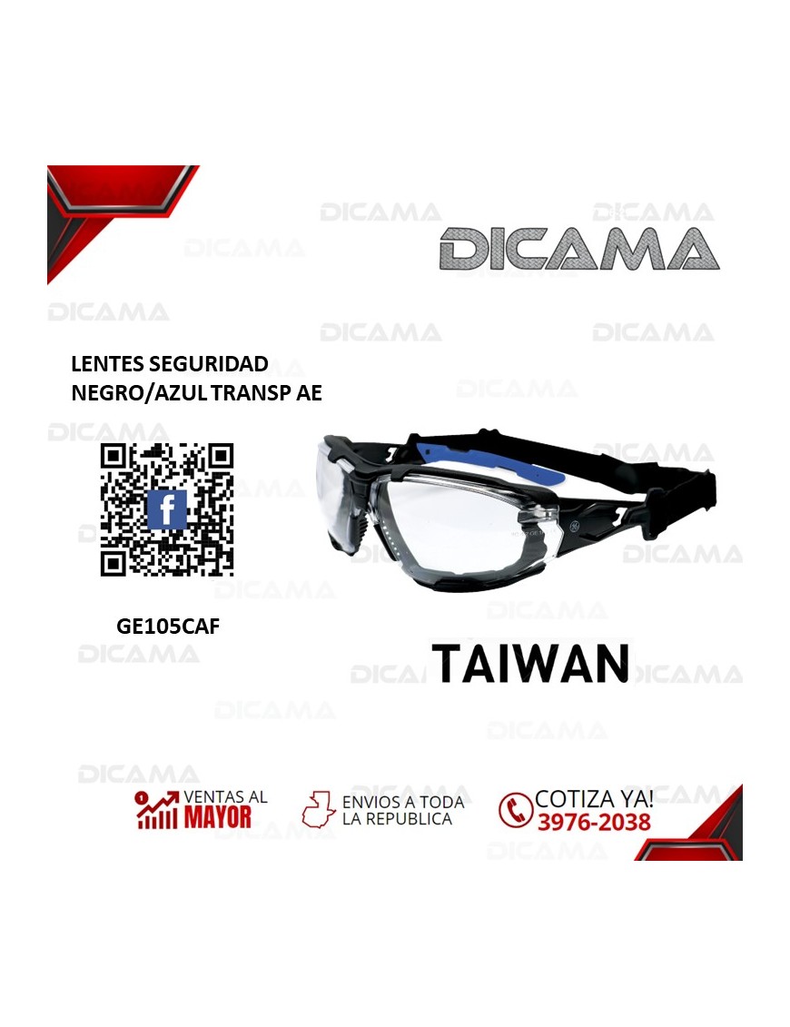 LENTES DE SEGURIDAD NEGRO/AZUL TRANSPARENTES