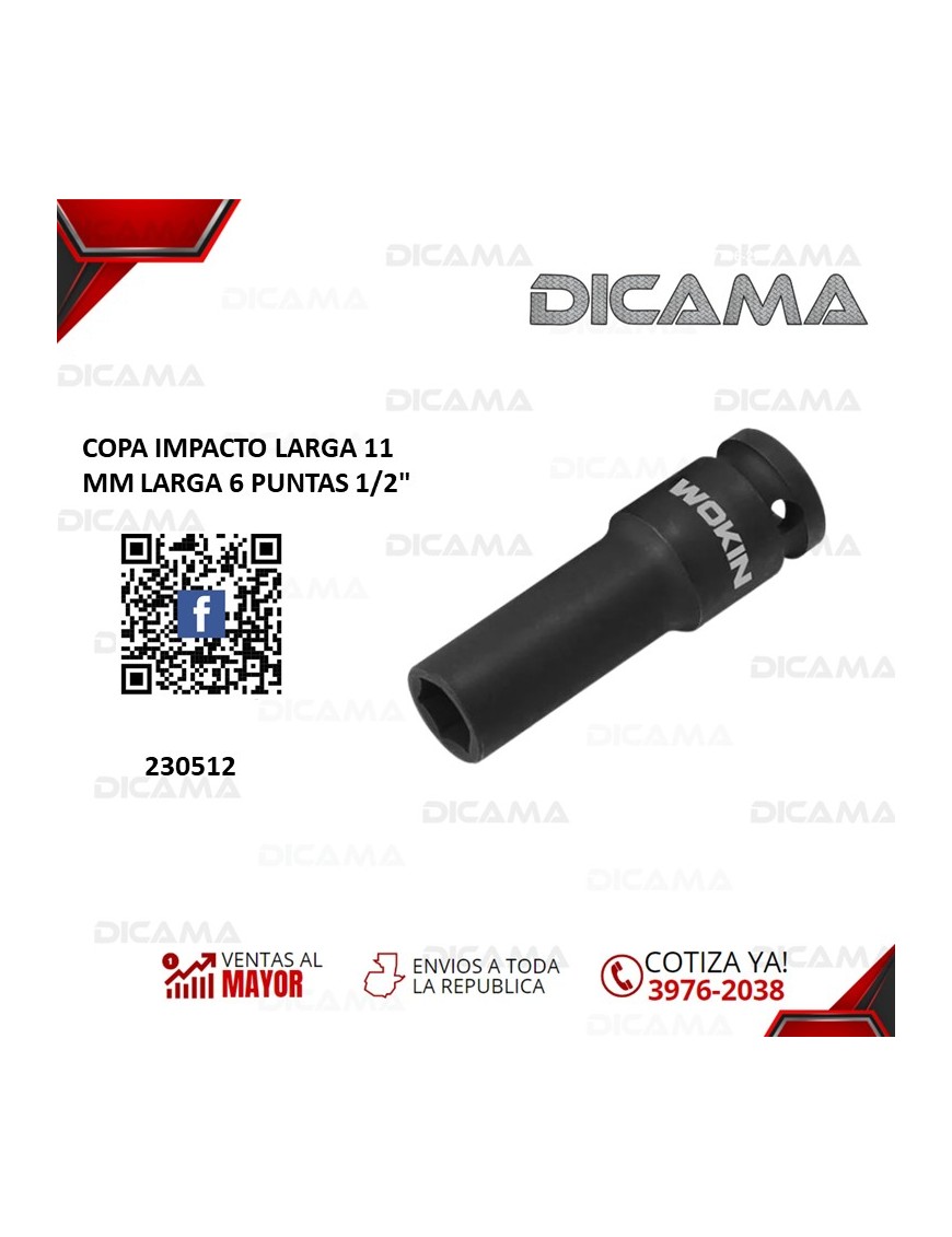 COPA RAIZ 1/2" 11MM IMPACTO LARGA 6 PUNTAS