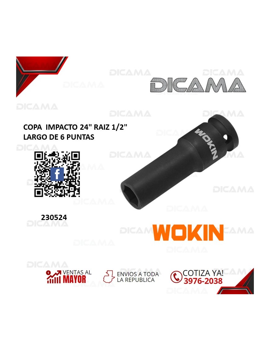 COPA RAIZ 1/2" 24MM IMPACTO LARGA 6 PUNTAS