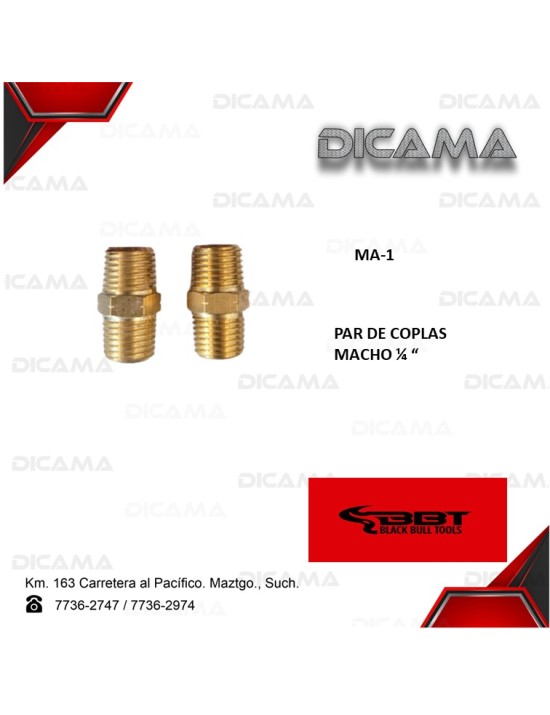 PAR DE ACOPLE  MACHO 1/4"