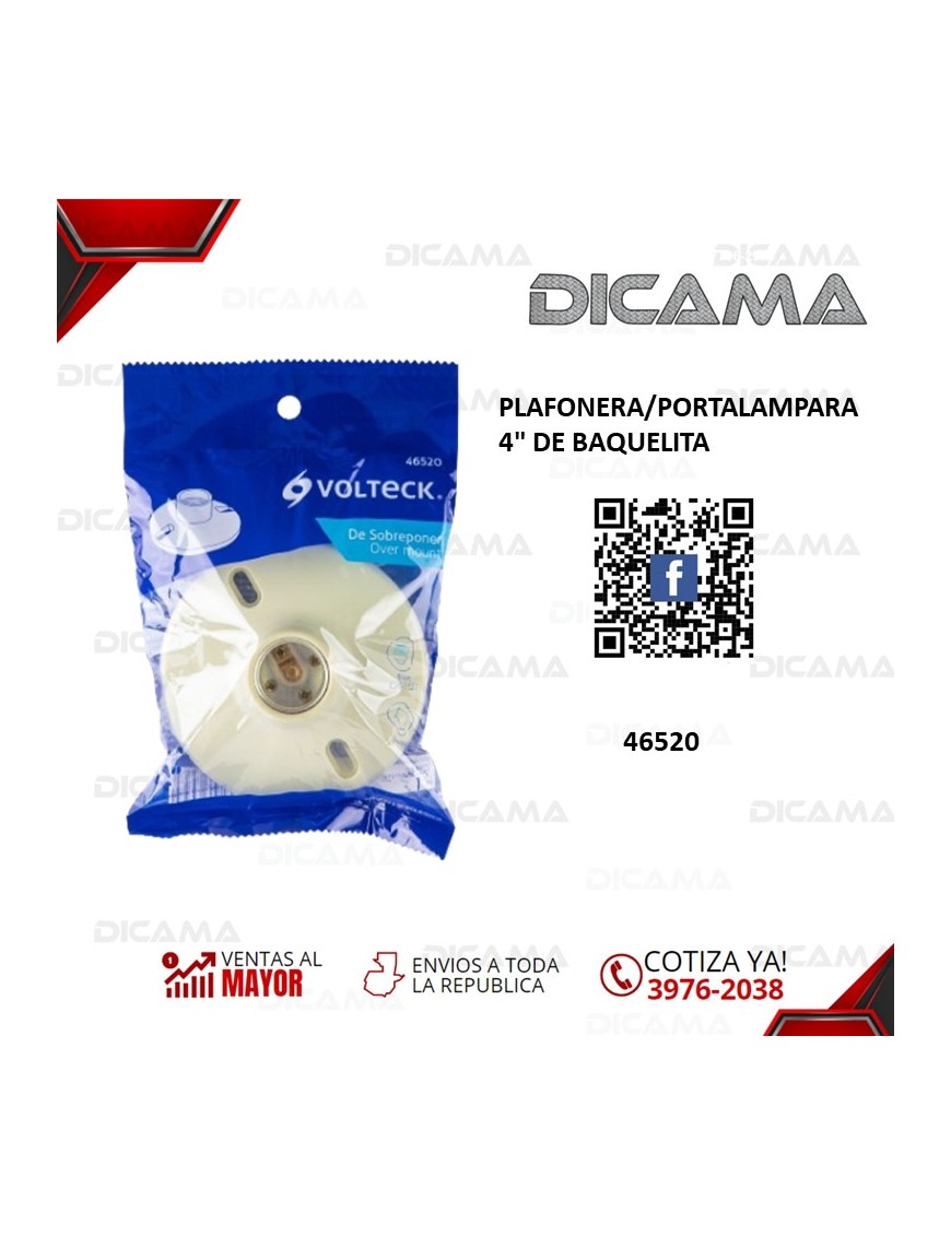PLAFONERA 4" DE BAQUELITA
