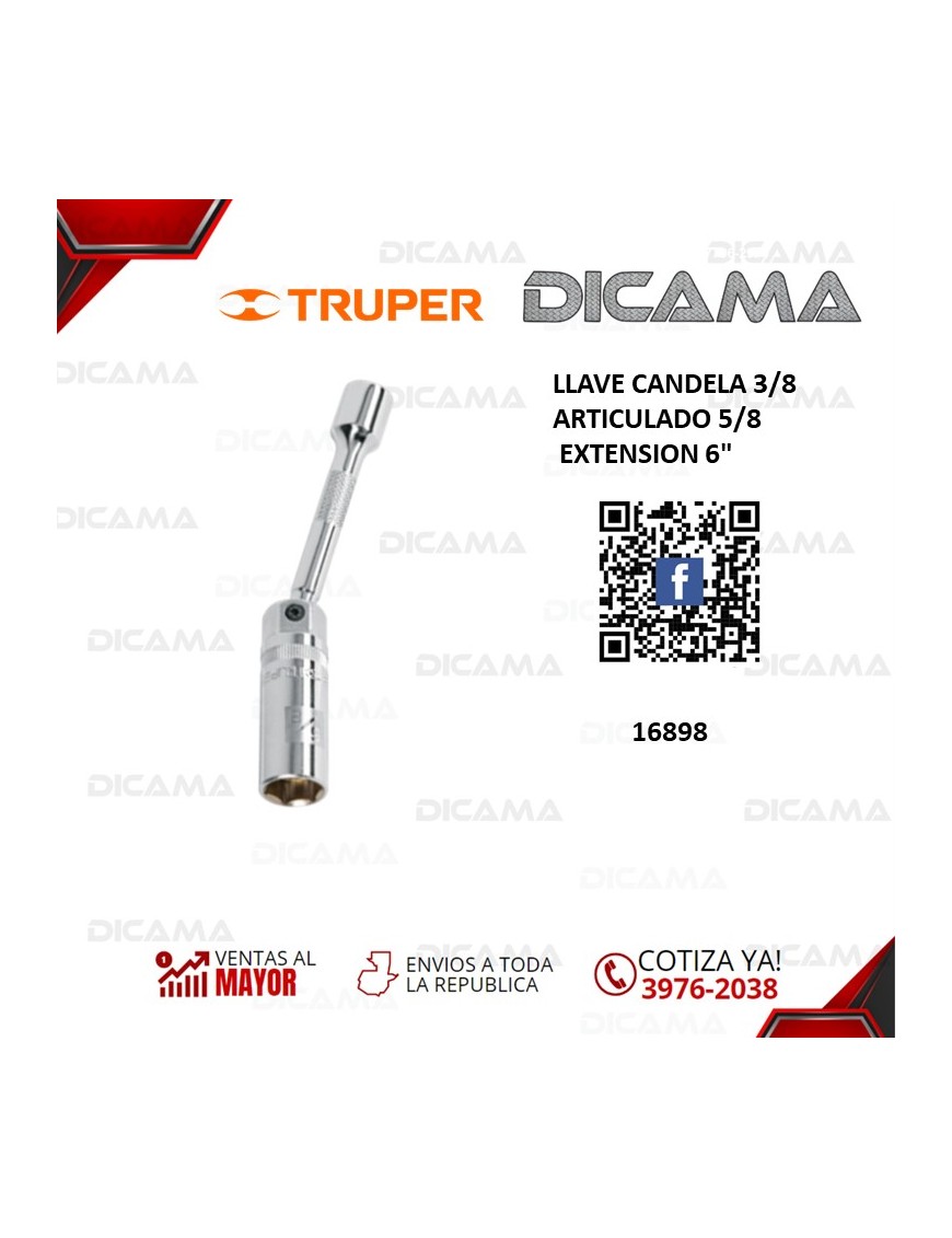 LLAVE CANDELA 3/8 ARTICULADO 5/8  EXTENSION 6"