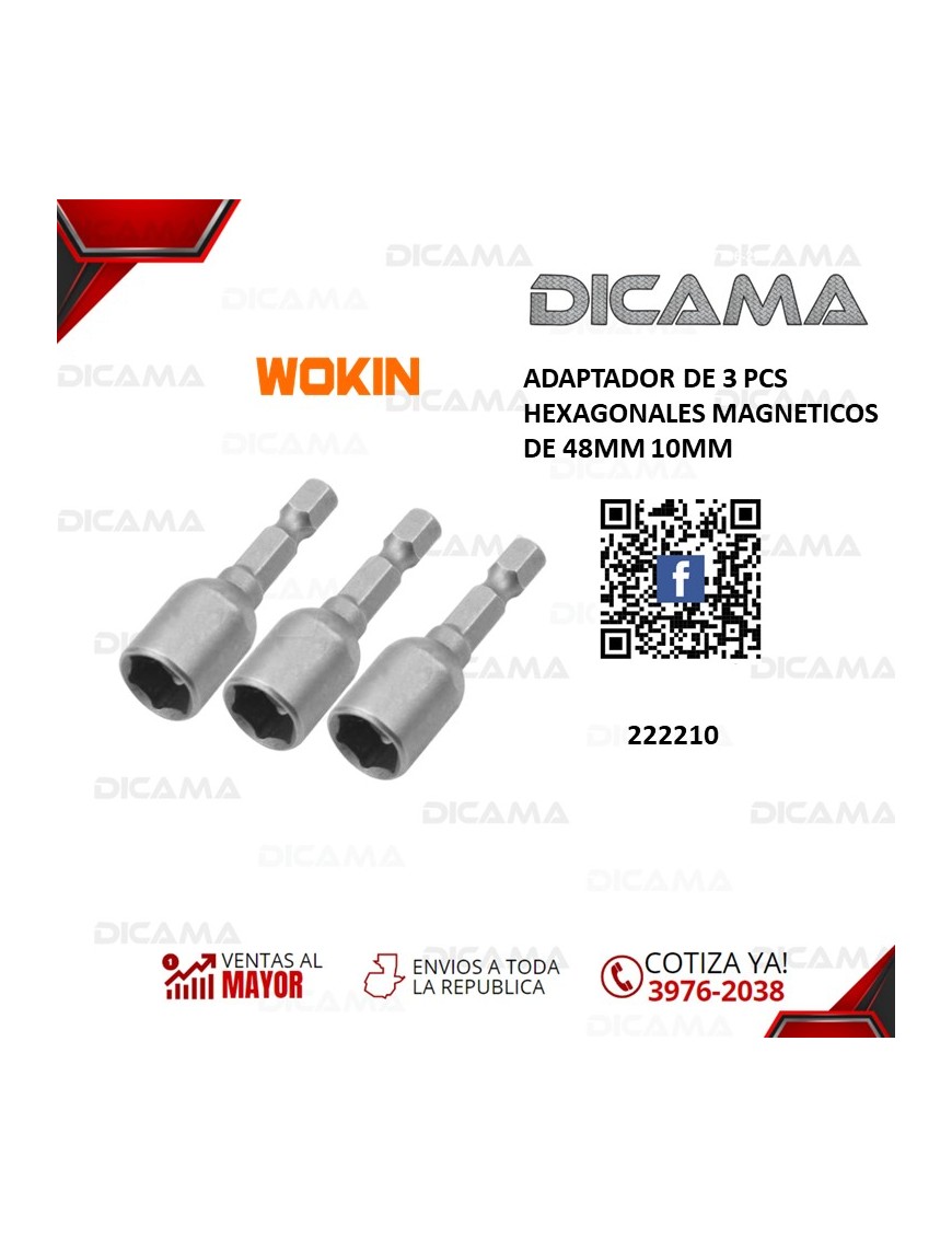 ADAPTADOR DE 3 PCS HEXAGONALES MAGNETICOS DE 48MM 10MM