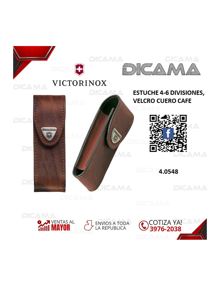 ESTUCHE 4-6 DIVISIONES, VELCRO CUERO CAFE