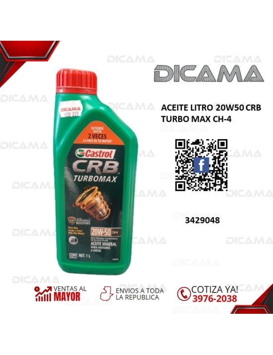 ACEITE LITRO 20W50 CRB TURBO MAX CH-4