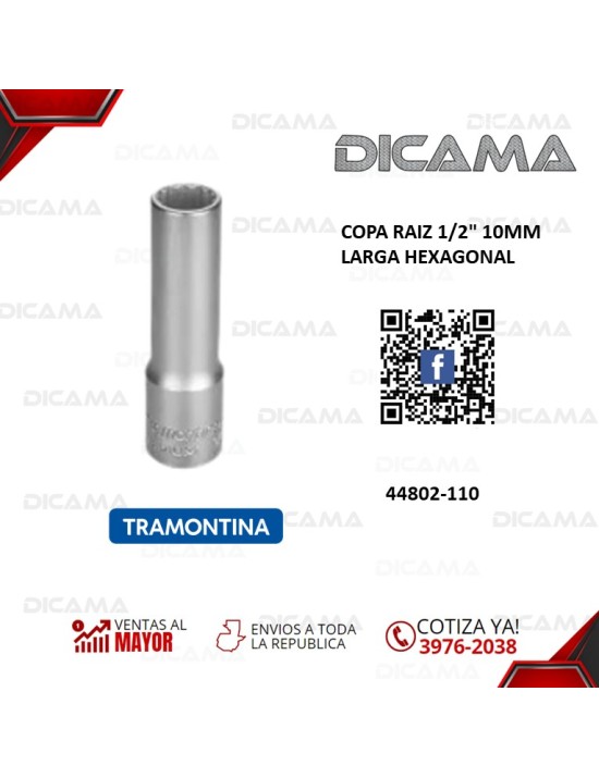 COPA RAIZ 1/2" 10MM LARGA HEXAGONAL