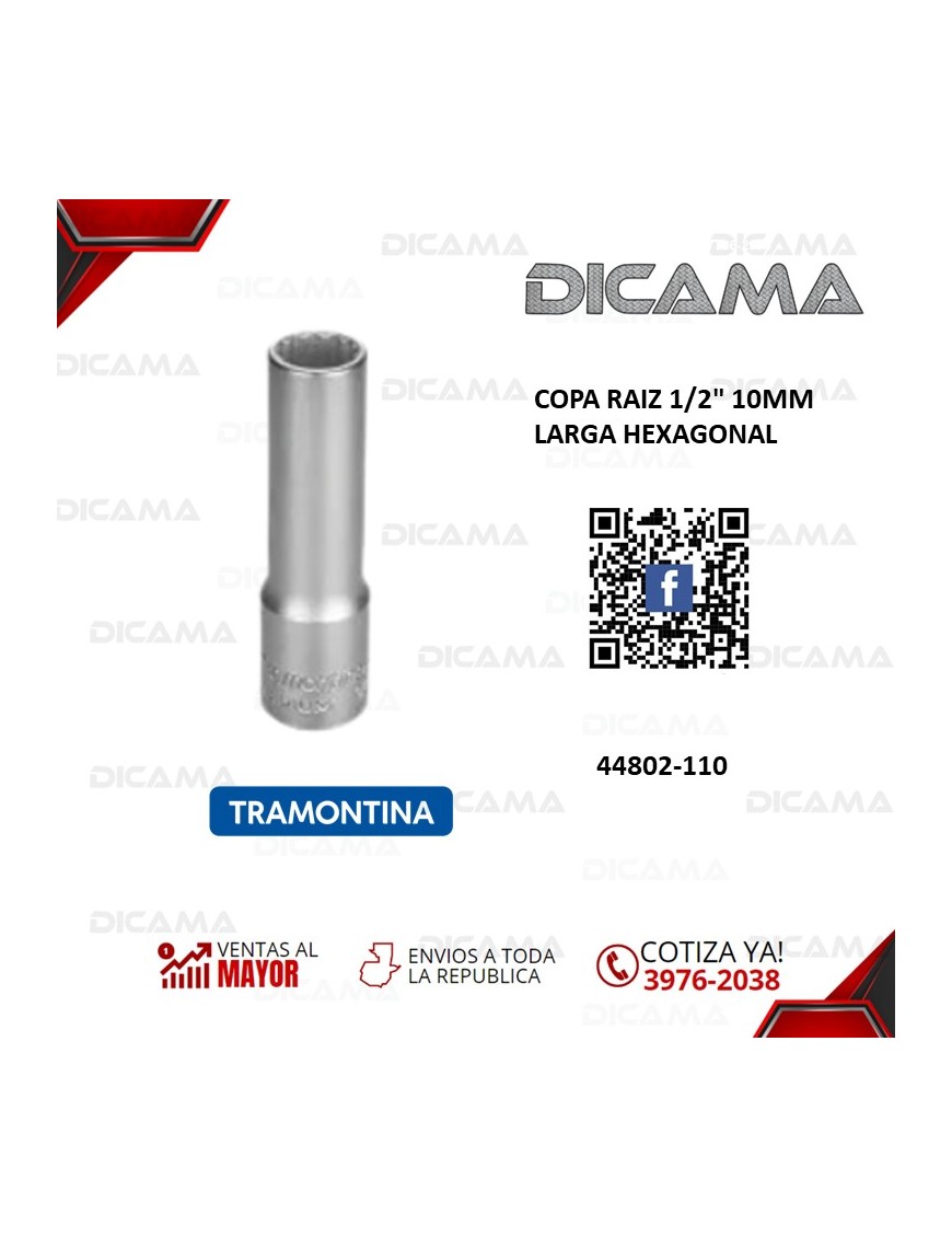 COPA RAIZ 1/2" 10MM LARGA HEXAGONAL