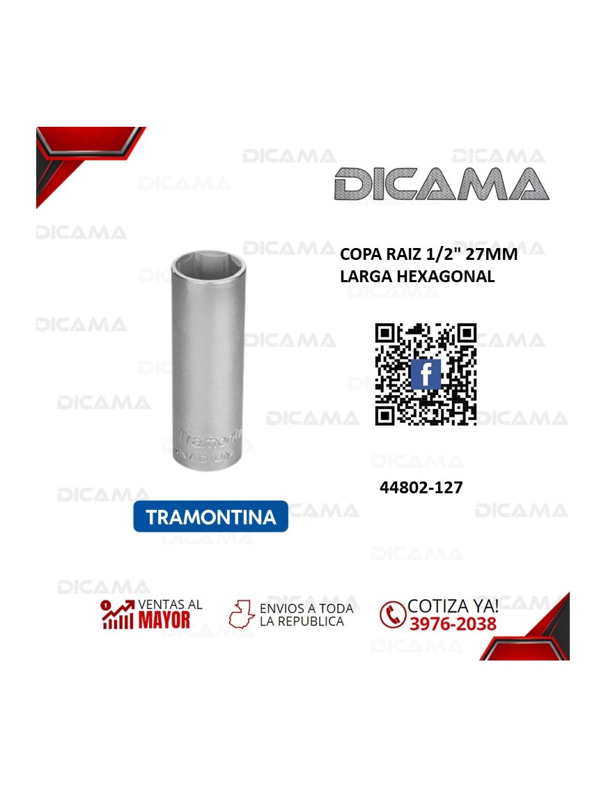 COPA RAIZ 1/2" 27MM LARGA HEXAGONAL
