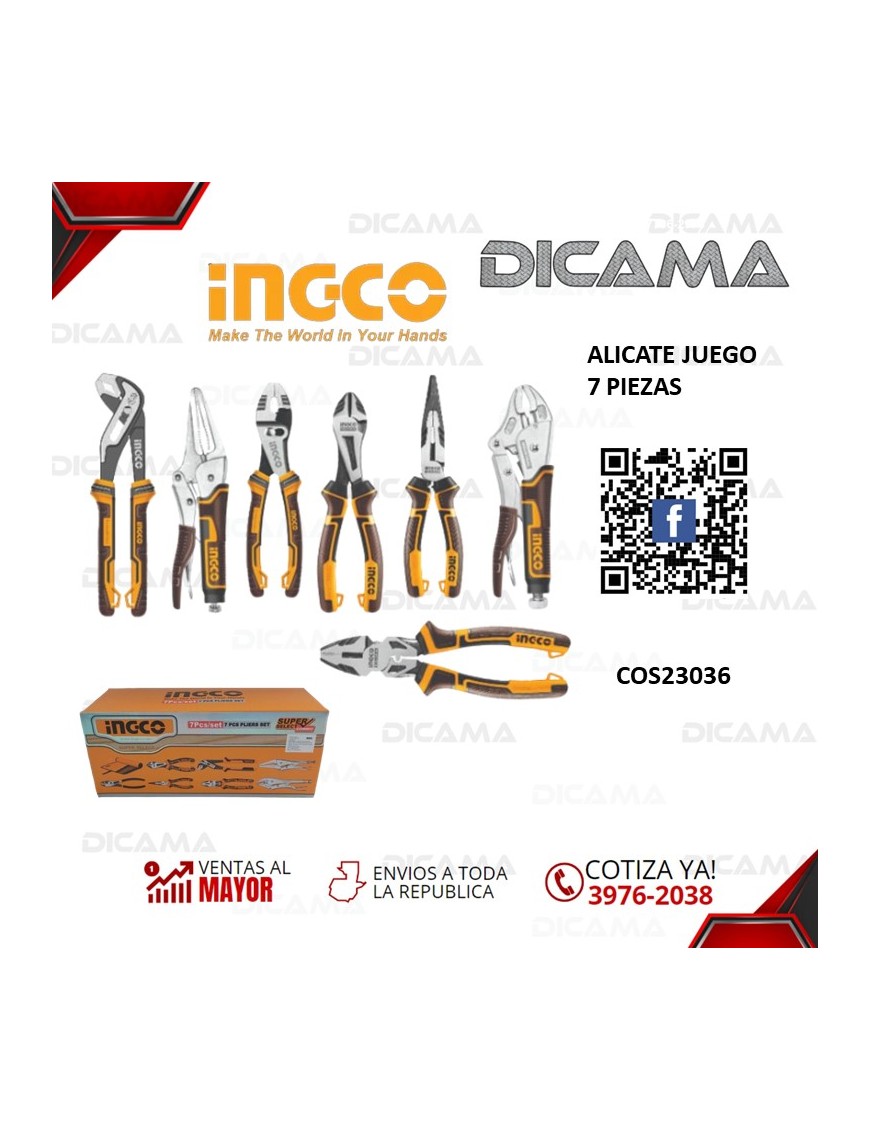 ALICATE JUEGO 7 PIEZAS INGCO COS23036