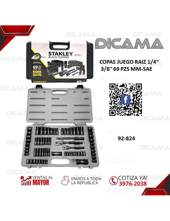 COPAS JUEGO RAIZ 1/4" 3/8" 69 PZS MM-SAE