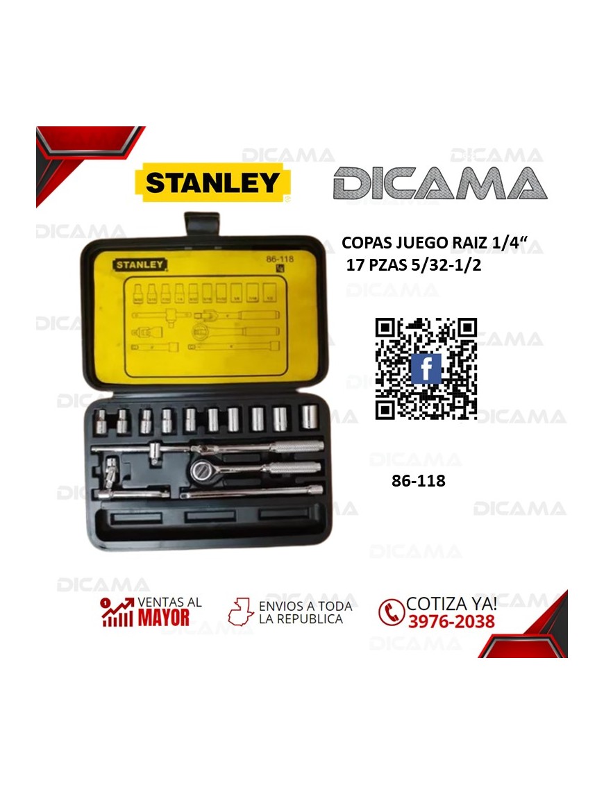 COPAS JUEGO RAIZ 1/4" 17 PZAS 5/32-1/2