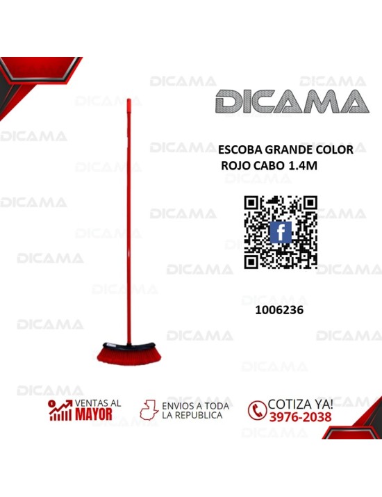 ESCOBA GRANDE CABO 1.4M ROJO