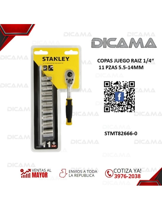 COPAS JUEGO RAIZ 1/4" 10 PZAS 5.5-14MM