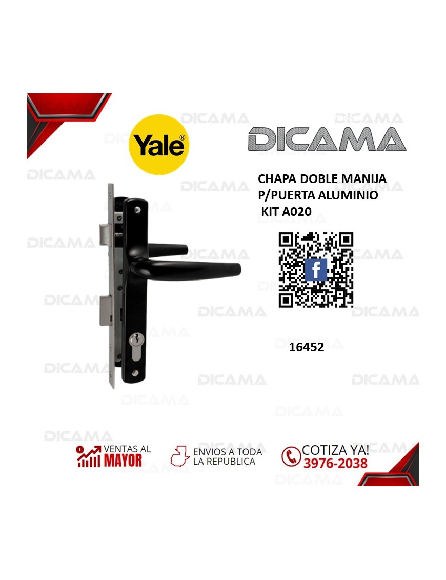CHAPA DOBLE MANIJA P/PUERTA ALUMINIO  KIT A020