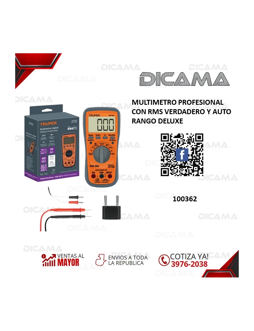 MULTIMETRO PROFESIONAL CON RMS VERDADERO Y AUTO RANGO DELUXE