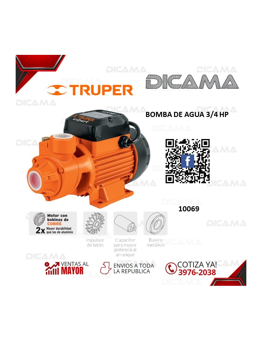 BOMBA DE AGUA 3/4 HP