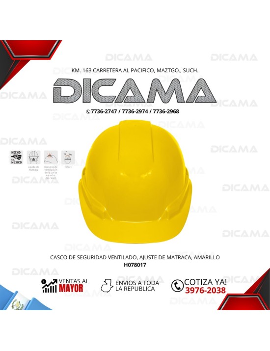 CASCO DE SEGURIDAD AMARILLO VENTILADO