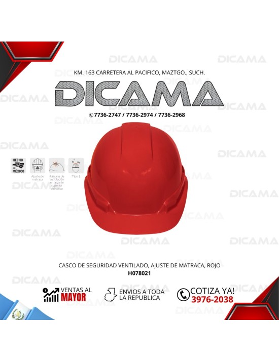 CASCO DE SEGURIDAD ROJO VENTILADO