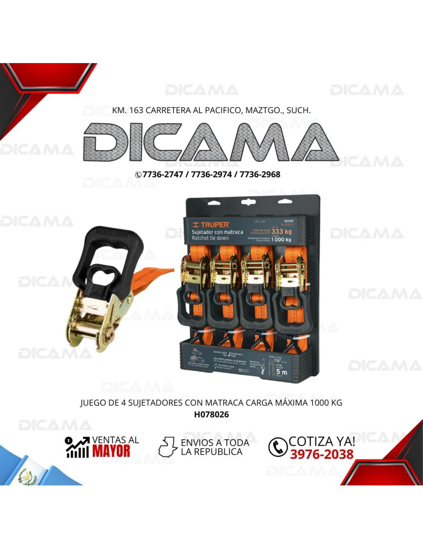 CINCHO 4 PCS CON RACTHCARGA MÁXIMA 1000 KG