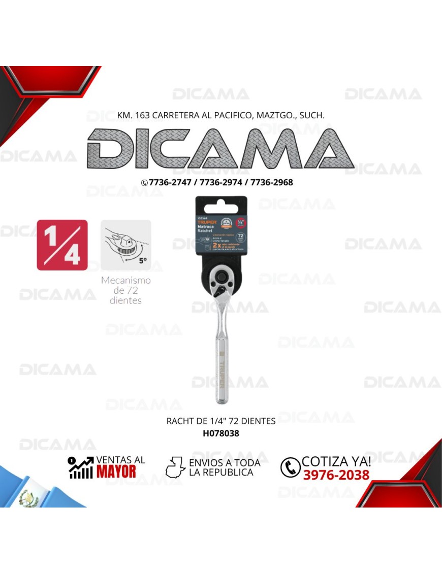 RATCHET RAIZ 1/4" 72 DIENTES